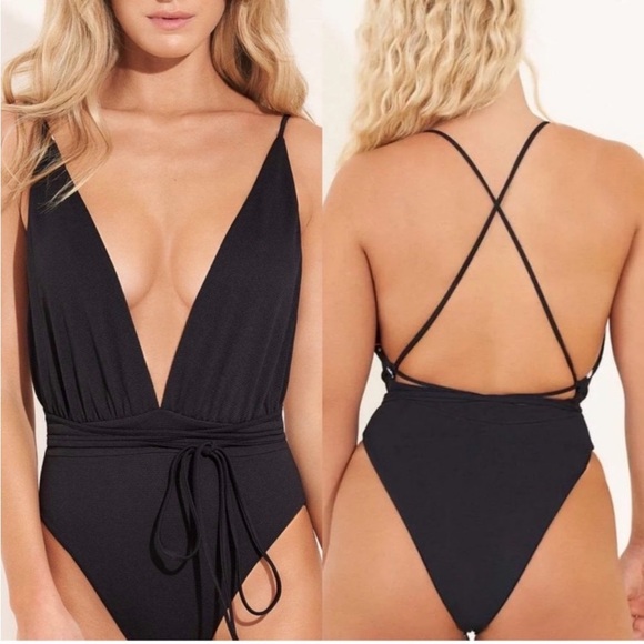 Maaji Plunge Reversible Floral Coral Tie One Piece Swimsuit - Picture 7 of 9